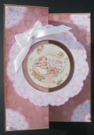 Baby Girl Doily Faux Fold Back Card Mini Kit by Davina Rundle
