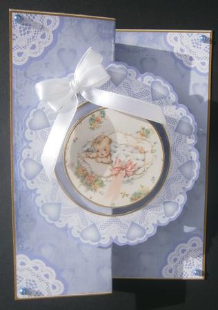 Baby Boy Doily Faux Fold Back Card Mini Kit by Davina Rundle