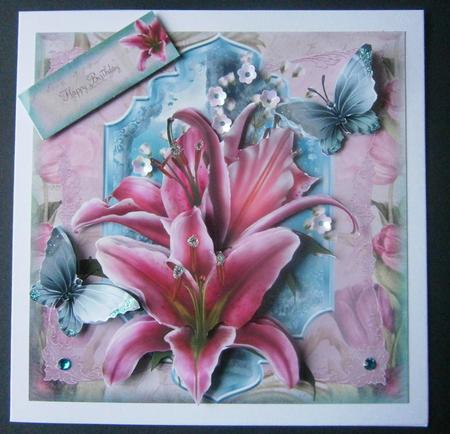 Beautiful Stargazer Lily Card Front by Davina Rundle