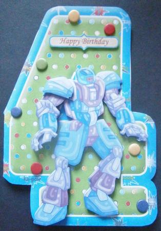 Age 4 Transformer Robot Shape Card & Decoupage Mini Kit by Davina Rundle