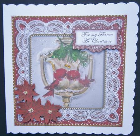 Lovebirds My Fiance at Christmas 8in Sentiment Topper by Davina Rundle