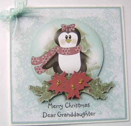 Pengiun Snowglobe Card - Granddaughter by Davina Rundle