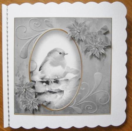 Robin1 Silver Toned 8in Swirl Decoupage Topper by Davina Rundle