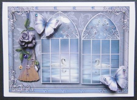 Moonlit Swans Double Window by Davina Rundle