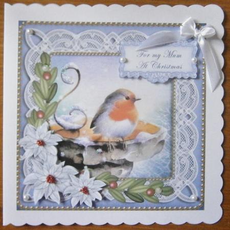 Blue Robin for My Mum 8in Sentiment Topper by Davina Rundle