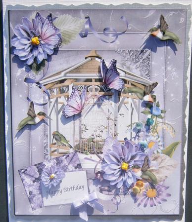 Spring Humming Birds & Butterflies Scene Card Topper by Davina Rundle