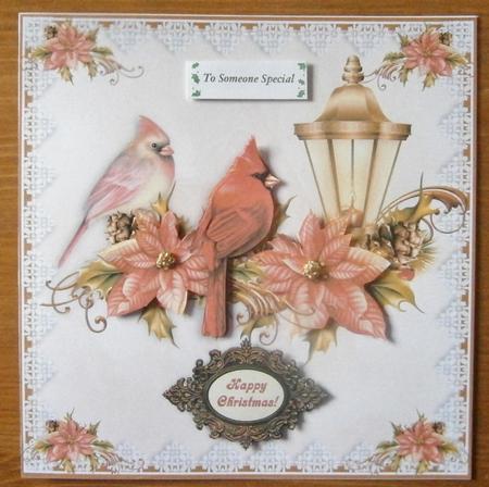 Cardinals & Poinsettias Card Topper with Assorted Greetings by Davina Rundle