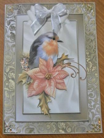 Pretty Robin with Poinsettias A4 by Davina Rundle