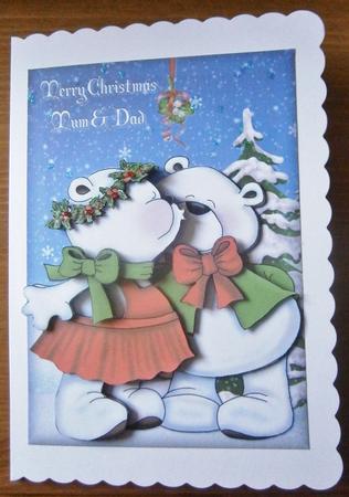 Christmas Mum & Dad Snow Scene A4 Card Kit by Davina Rundle
