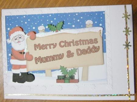 Xmas Mummy & Daddy Santa Signpost 5x7 Easicut Decoupage by Davina Rundle