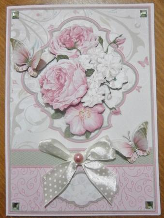 Pink Roses & Blossom Card Topper & Decoupage by Davina Rundle