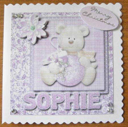 8x8 Baby's Christmas Name Card Sophie with Decoupage by Davina Rundle