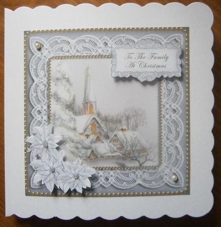 Ice Church Family at Christmas 8in Sentiment Topper by Davina Rundle