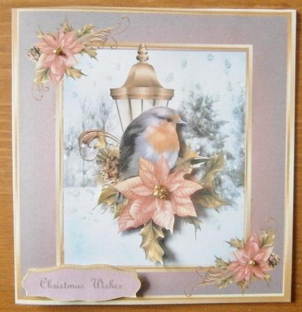 Lovely 8x8 Christmas Robin Sitting on Holly by Davina Rundle
