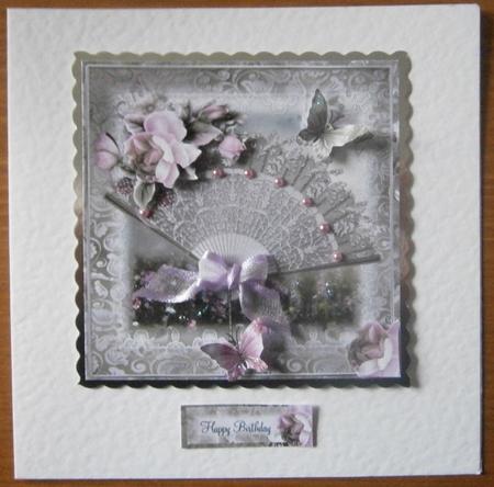 Mocha Fan and Pink Roses Topper by Davina Rundle