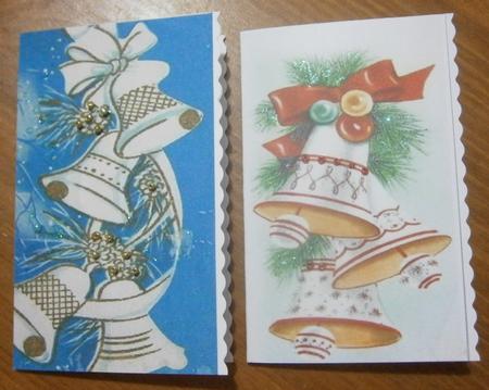 Vintage White Christmas Bells Cards by Davina Rundle