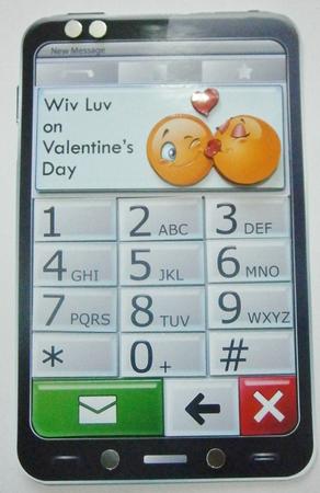 Mobile Phone Wiv Luv on Valentine's Day Quick Card by Davina Rundle