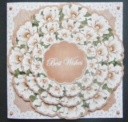 Peach Magnolia Best Wishes 3D Doily Card Mini Kit by Davina Rundle