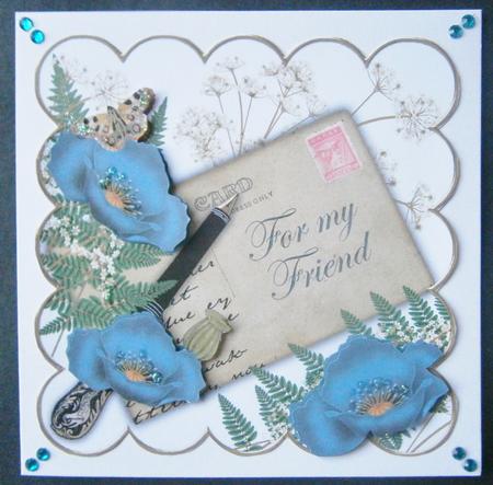 Teal Poppy for My Friend Ink Saver 8in Scallop Topper by Davina Rundle