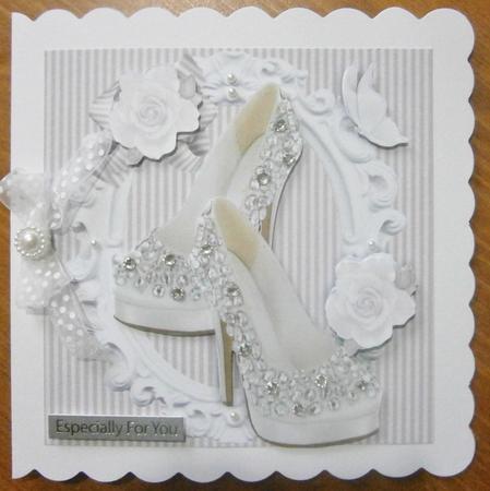 Pretty Diamond Shoes with White Roses 8x8 Mini Kit by Davina Rundle