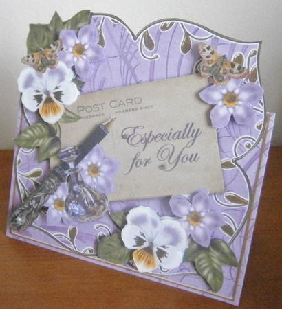 Lilac Pansy Especially for You Fancy Sq Deco Card & E Kit by Davina Rundle