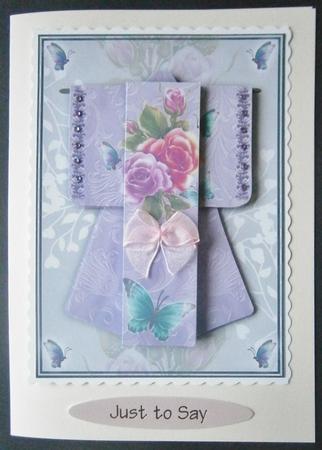 A6 Fantasy Rose Kimono Card in Purple Decoupage by Davina Rundle