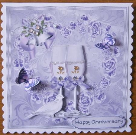 Champagne Glass's with Lilac Bow 8x8 by Davina Rundle