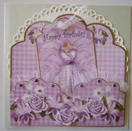 Lilac Check Happy Birthday Scallop Fashion Tag Cf Mini Kit by Davina Rundle