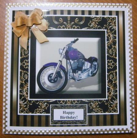 Biker Man - 8 x 8 Black Gold Men & Women Card Topper by Davina Rundle