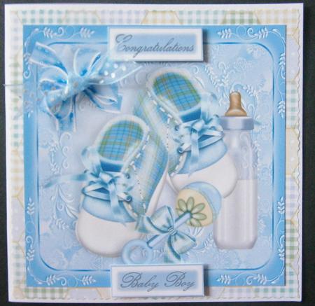 Baby Boy Boots,bottle & Rattle 8x8 by Davina Rundle