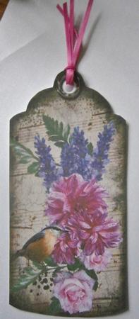 Pretty Flowers on Vintage Tags with Birds by Davina Rundle