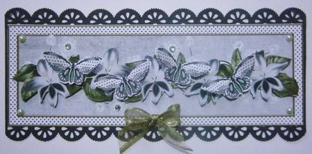 Black Dotty Butterfly Large Dl Decoupage Card & Env Kit by Davina Rundle