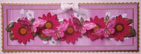 Cerise Daisy Large Dl Decoupage Card & Env Kit by Davina Rundle