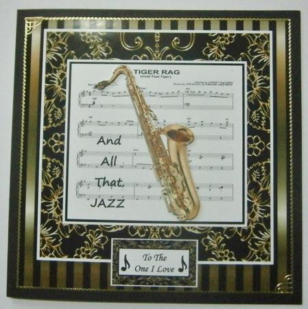 All That Jazz 8x8 Black & Gold for Men & Women Card Topper by Davina Rundle