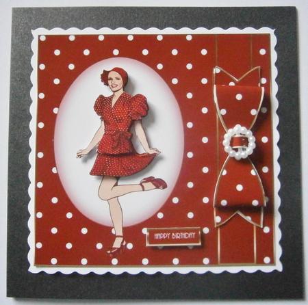 Polka Birthday Girl with Bow by Davina Rundle