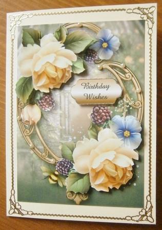 Yellow English Roses & Golden Frame by Davina Rundle