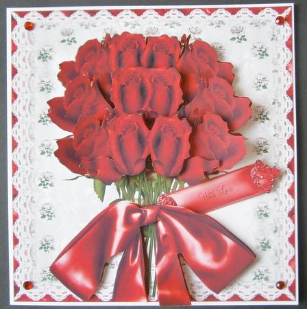 Bouquet of Red Roses Card Front Kit by Davina Rundle