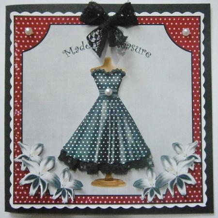 Red Black Dotty Made to Measure Fashion Decoupage 8in Topper by Davina Rundle