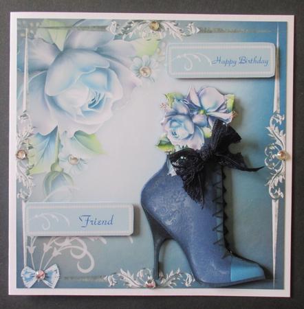 Blue Floral Boots by Davina Rundle