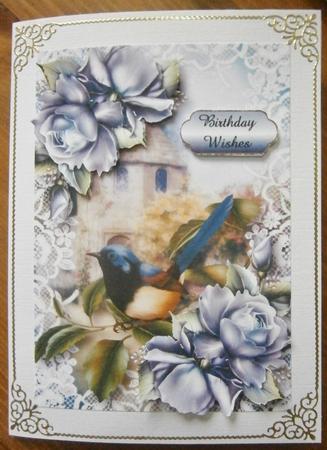 Pretty Porcelain Roses Wren on Lace by Davina Rundle