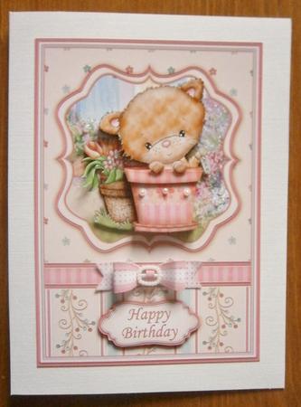 Plant Pot Kitty Card Topper & Decoupage by Davina Rundle