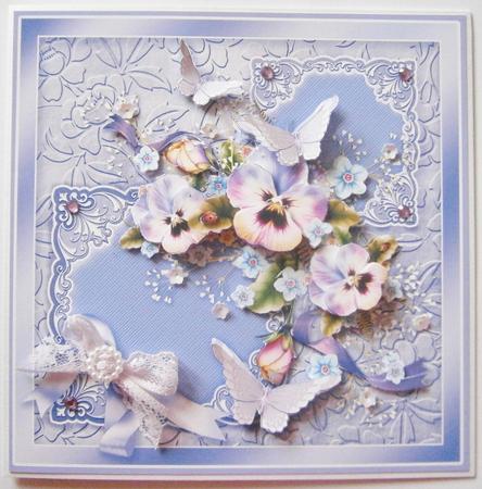Lilac Pansies and Butterflies 8in x 8in Decoupage Kit by Davina Rundle