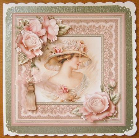 Vintage Lady & Rose 8x8 Mini Kit & Decoupage by Davina Rundle