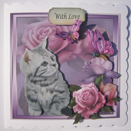 Cute Grey Kitten with Spring Rose's 8x8 Mini Kit by Davina Rundle