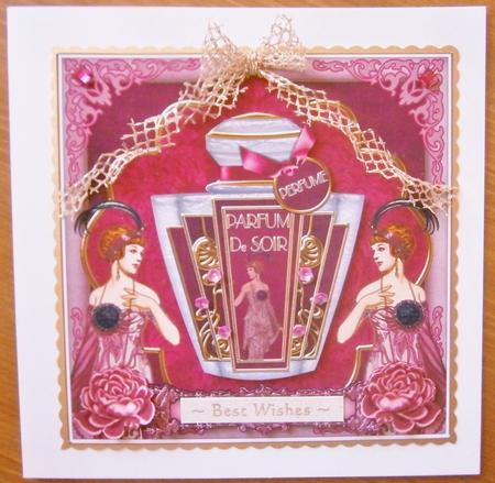 Cerise Art Deco Perfume Aged to Perfection 7in Deco Topper by Davina Rundle