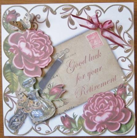 Dpink Roses Your Retirement Ink Saver 8in Decoupage Topper by Davina Rundle