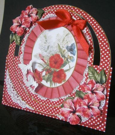 Red Hibiscous Mix Oval Over 3D Mini Card Kit by Davina Rundle