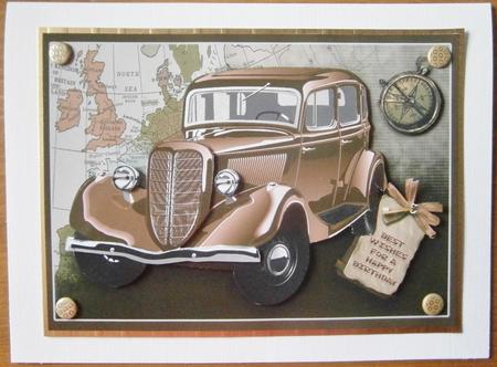 Classic Tan Car Decoupage, Birthday by Davina Rundle