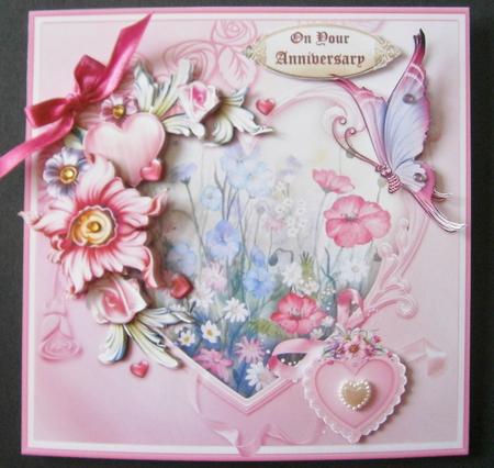 Meadow Flowers in Heart Frame Topper & Decoupage by Davina Rundle