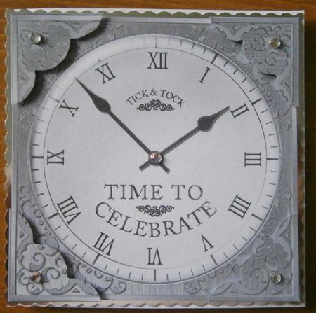 8 x 8 Time to Celebrate Clock Scalloped Corner Topper by Davina Rundle